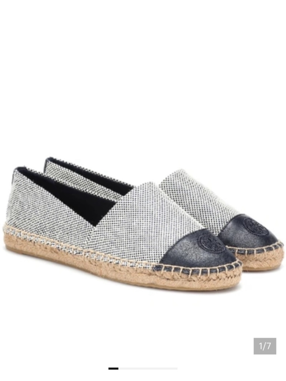 Tory Burch Navy Color Block Flat Espadrille.